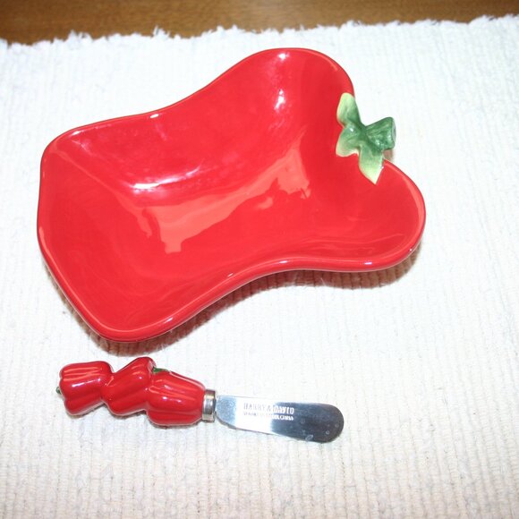 David & Harry Bright Red 2008 Model Cheese Dish w/Spreader R-619 - Picture 2 of 6